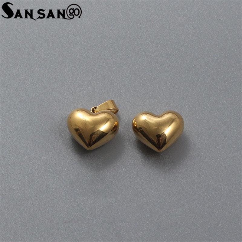 

Charms 1pcs Titanium Steel Gold Color Heart Pendant DIY Necklace Earring For Jewelry Making Accessories, Bronze;silver