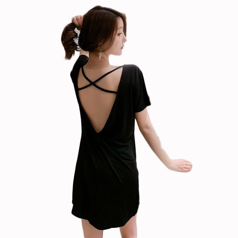 

Women's Lingerie Backless Lace V-neck Nightwear 2021 Summer Sexy Night Dress Nightgow Nightdress Homewear Sleepwear, White