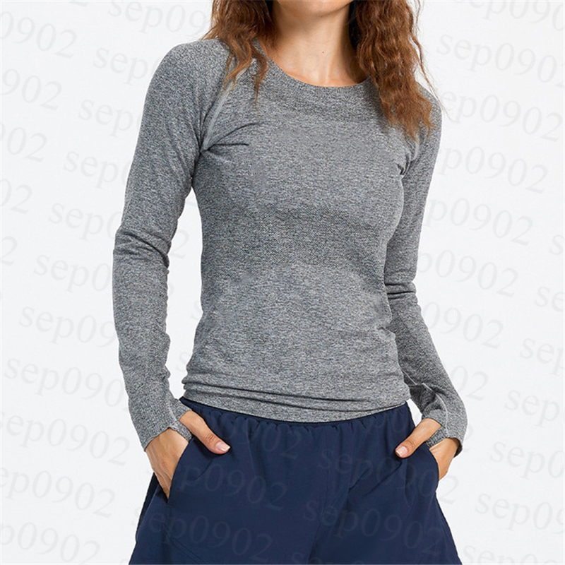 

Long Sleeve Sports Outfit Women Spring Autumn Yoga Tops Solid Color Loose Tshirts Nylon Fabric Crew Neck Sporswears, White;red