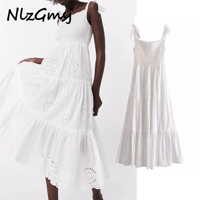 

Dres Vintage Sling Female Simple Sleeveless Stitching Embroidery Ruffles Loose Spring 04 210628, As picture
