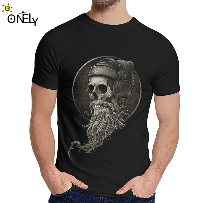 

Leisure Man T-shirt Winya No. 99 Skull Beard Quality Cotton Fashion Round Neck Cartoon Print La Camiseta 210716, Black