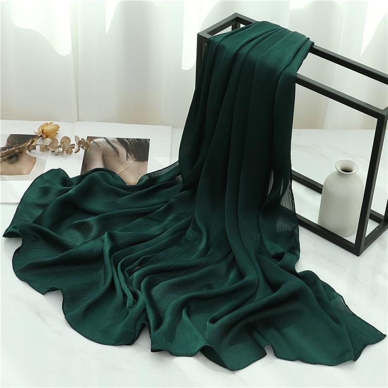 

Scarves Sleek Silky Solid Color Silk Scarf Fashion Shading Sunscreen Shoulder Women's Shun Kui Big Shawl Muslim Lady Headscarf