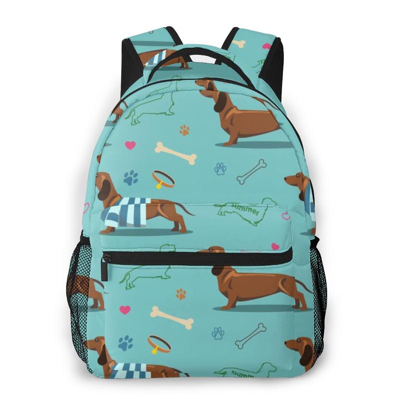 

Backpack Casual Travel Bag Dachshund Dogs And Bones School Fashion Shoulder For Teenage Girl Bagpack, Black