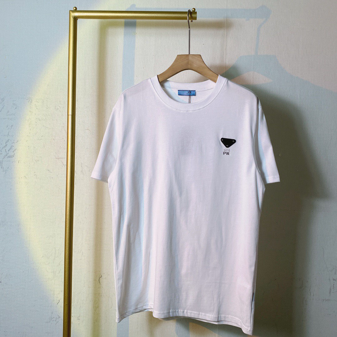 

2021 t-shirts round neck short sleeve cotton fabric printing embroidery European large size black and White Multi Color U1
