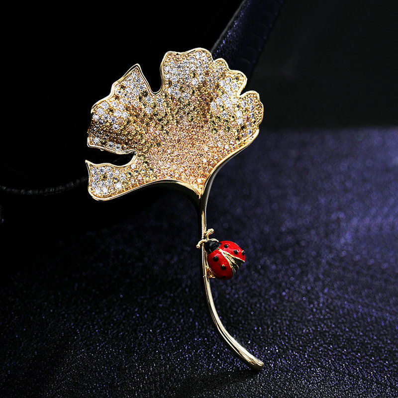 

SINZRY women's creative jewelry accessory cubic zircon micro pave leaf elegant brooches pin lady beauty jewel