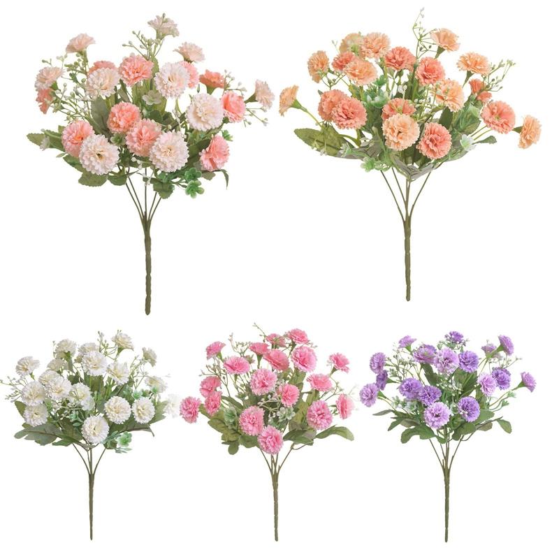 

Decorative Flowers & Wreaths 31cm Artificial Romantic Silk Carnation Bouquet Vase Decoration Fake Flower For Mom's Gifts Living Room, Pk
