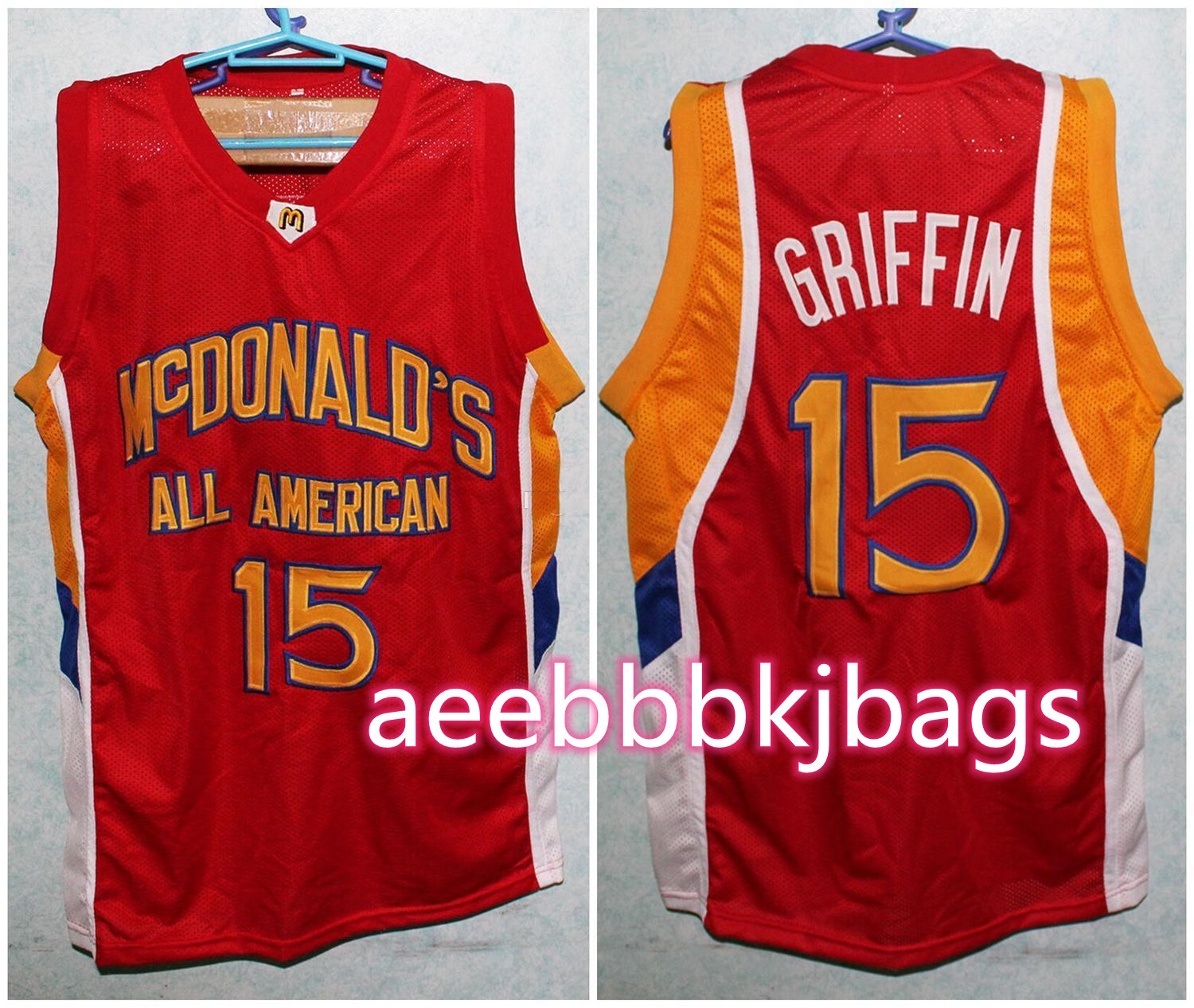 

McDonald's All American Blake Griffin #15 Retro Basketball Jersey Mens Stitched Custom Any Number Name Jerseys, Red