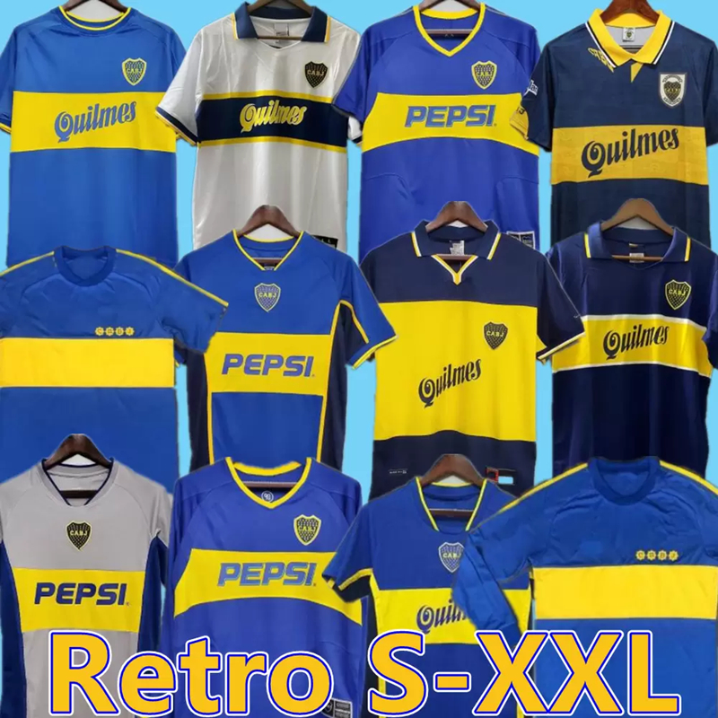 

84 95 96 97 98 Boca Juniors Retro Soccer Jersey Maradona ROMAN Caniggia RIQUELME 1997 2002 PALERMO Football Shirts Maillot Camiseta de Futbol 99 00 01 02 03 04 05 06 1981, 2002 home
