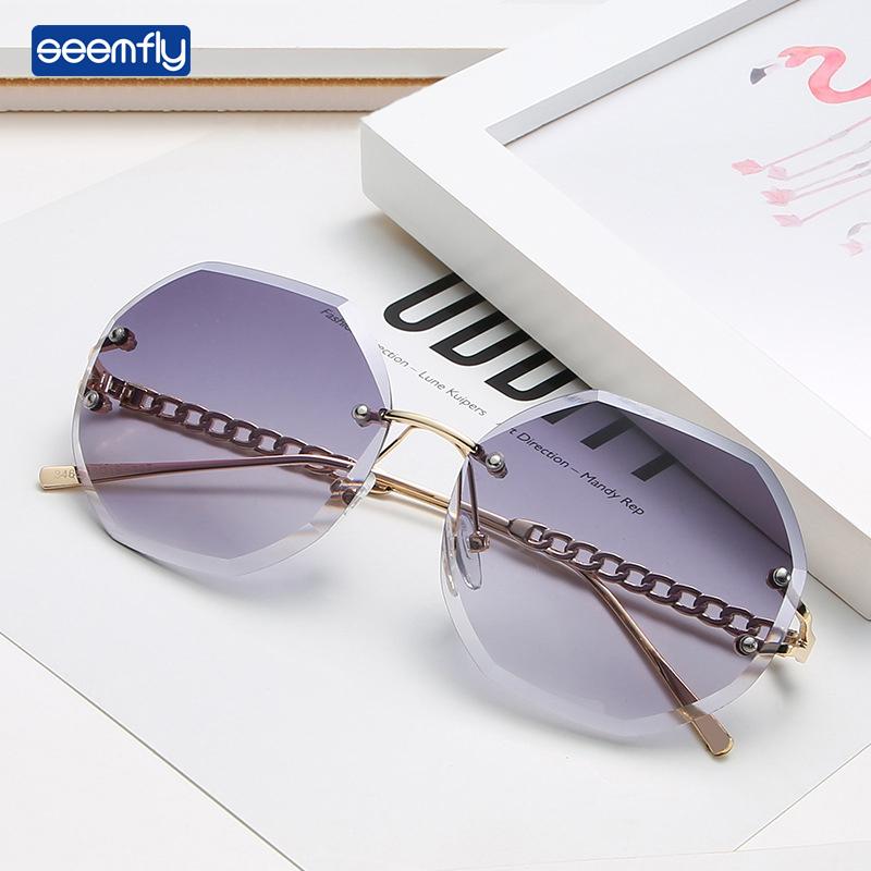 

Sunglasses Seemfly Retro Polygon UV400 Men Women Luxury Multi Color Lens Sun Glasses Vintage Frameless Fashion Spectacle Unisex