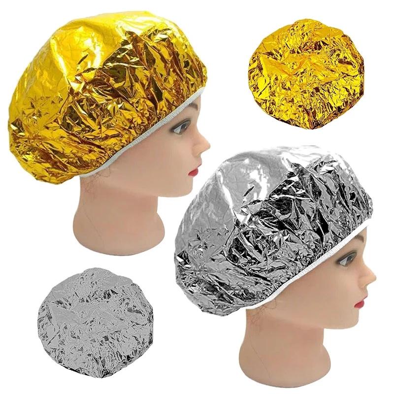 

Shower Caps 20pc Elastic Portable Bathing Cap For Women Home Hair Salon Heat Insulation Aluminum Foil Hat Professional One-off