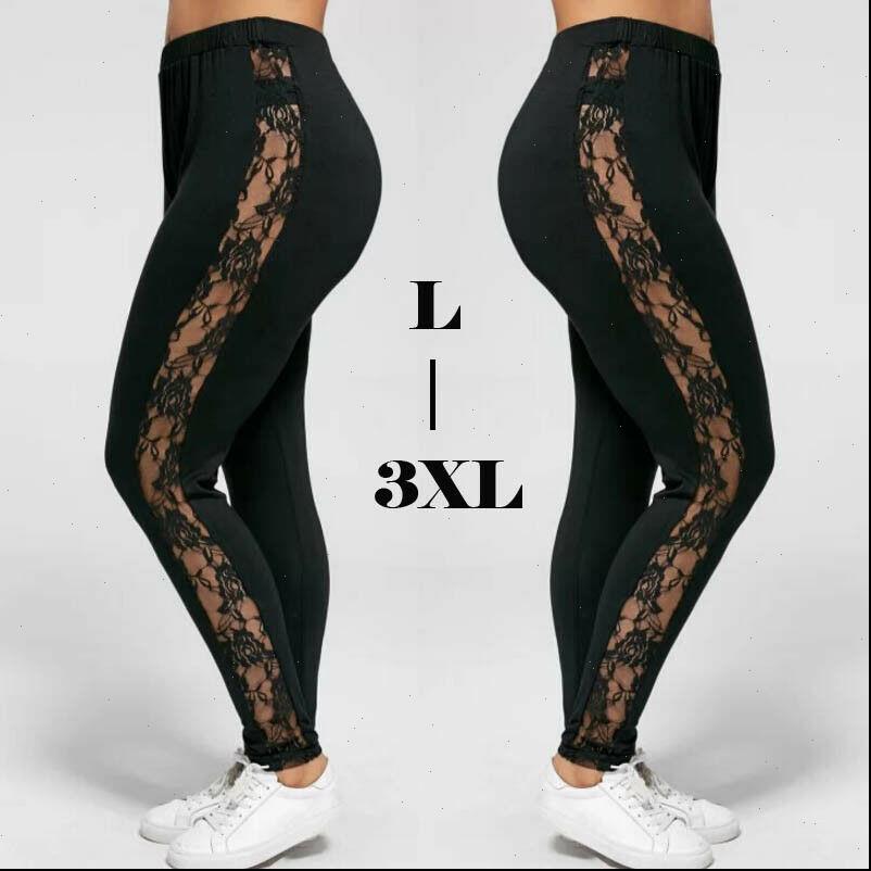 

floral lace side panel womens leggings cut out black slim stretch trousers plus size uk10 18