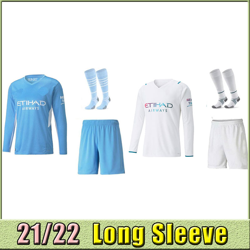 

Long sleeve 21 22 New soccer jerseys 2021 2022 man CITY STERLING football shirt KUN AGUERO DE BRUYNE GESUS BERNARDO MAHREZ RODRIGO kits socks thailand fans version, Away+patch