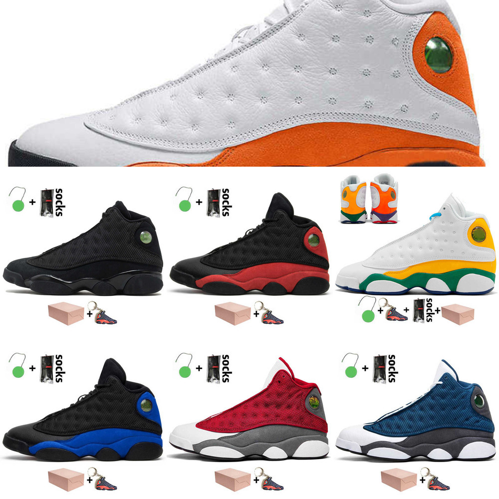 

With Box Mens Womens Jumpman 13 13s Basketball Shoes Red Flint Hyper Royal Starfish Court Purple Bred Cap And Gown Trainers SneakersCW5R, A2 hyper royal 36-47