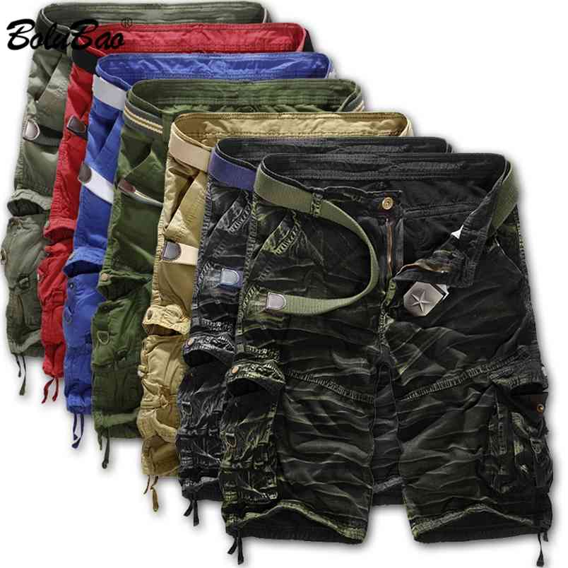 

BOLUBAO Summer Fashion Straight Cargo Shorts Male Sport Casual Half Length Military Style Camouflage Men's Clothing 210629, Army green