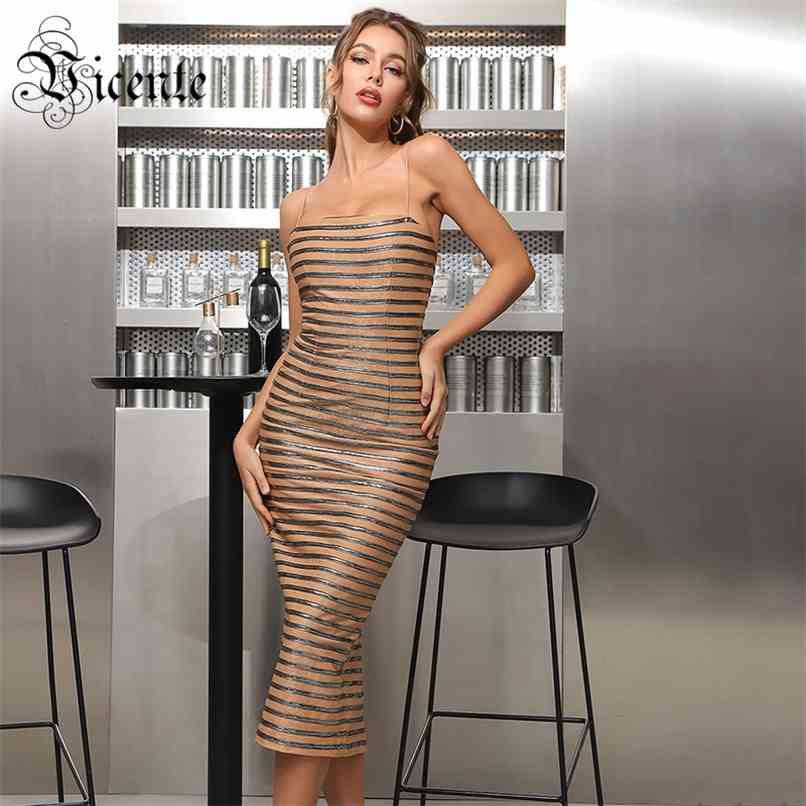 

Trendy Sparkle Striped Splicing Sexy Sleeveless Slip Dress Celebrity Party Midi Vestido 210520, Multi