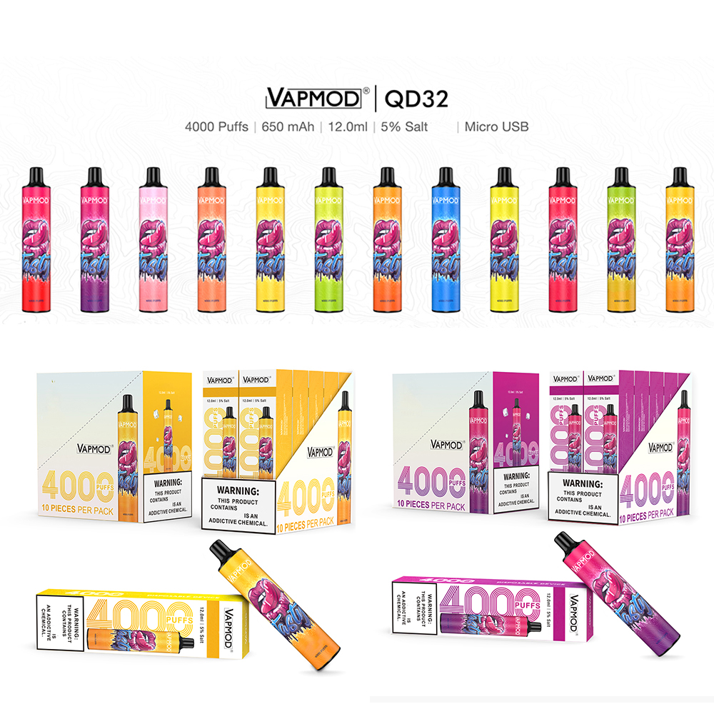 

100% Original Vapmod QD32 Disposable E-cigarettes Vape Pen Kit 4000puffs 12ml Capacity Battery With Micro USB Vaporizer