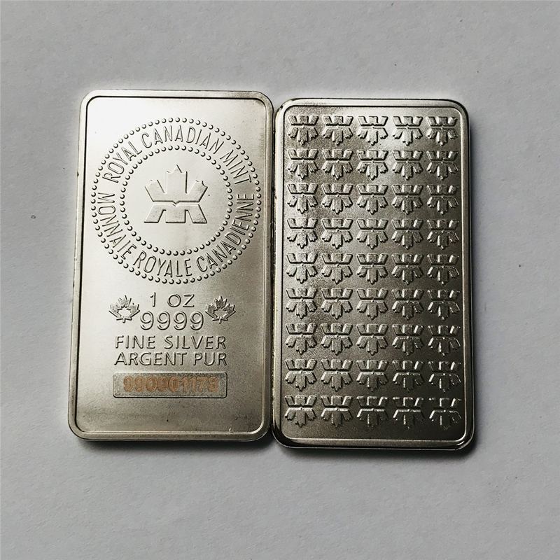 

10 Pcs Non magnetic Royal CA Art Sivler Plated Bars 50 x 28 Mm 1 OZ Coin Decoration Bar With Different Laser Serial Number