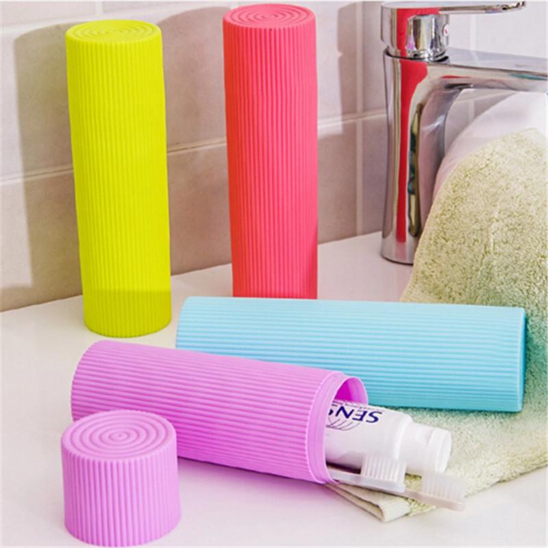 Toothbrush Holders Portable Stripe Toothpaste/Toothbrush/Pen Stationery Holder Cover Case Cylindrical Protect For Traveling And Daily Use-image-746091027