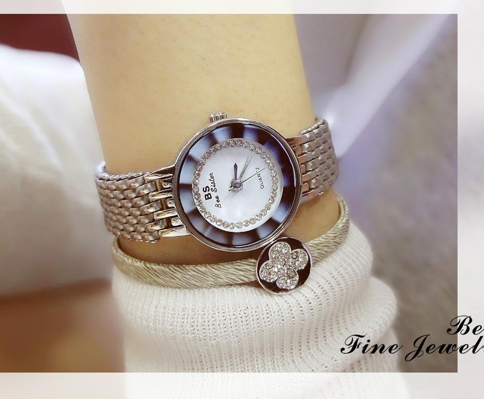 

Silver Bracelet Watches For Women No Waterproof Female Lady Watch Mininalist Crystal Hand Fashion Wrist Quartz Wristwatches, Gold