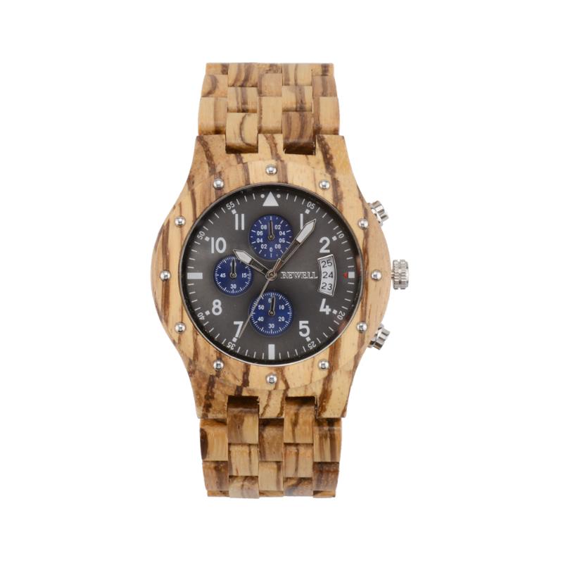 

Wristwatches Top Reloj Hombre Bewell Wooden Watch Mens Chronograph Military Quartz Watches Drop, Ebony without box