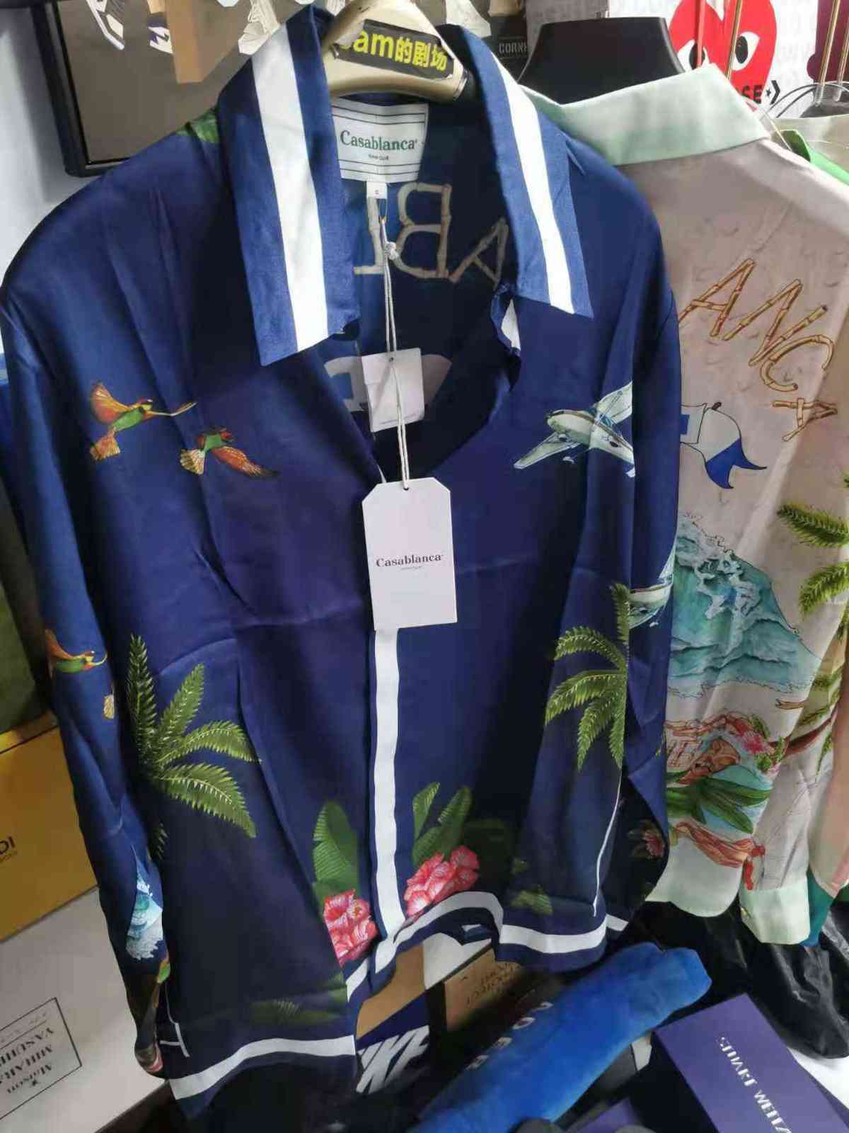 

Casablanca 2021ss Hawaiian wave printed silk shirt, Blue