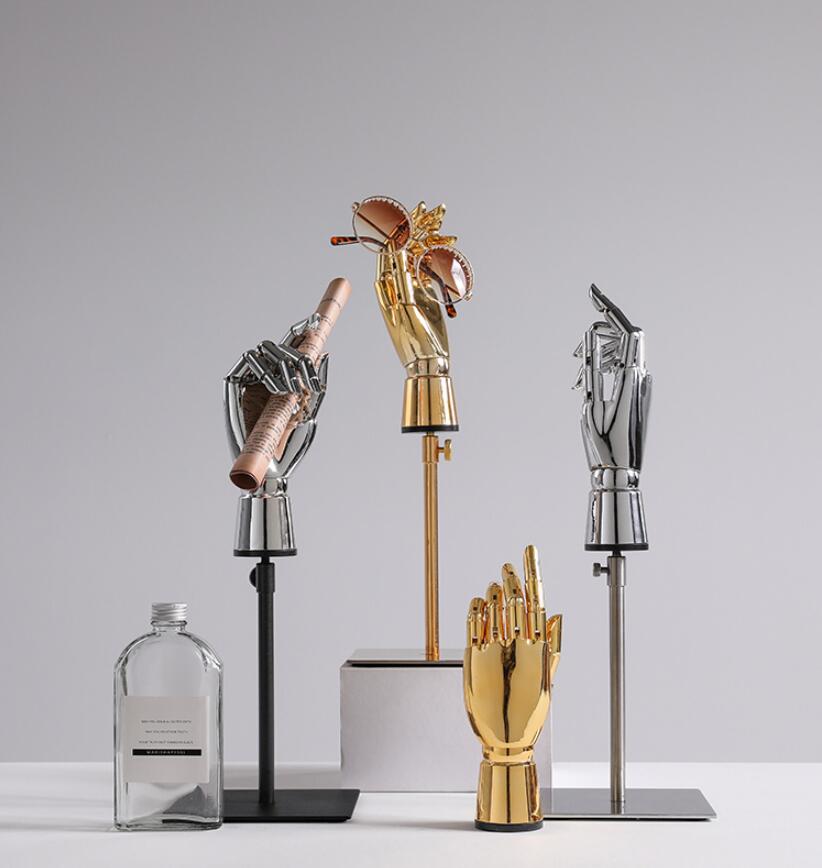 Electroplated hand model props Commercial Furniture window display gold and silver joint artificial hands models clothing shop studio decoration-image-705490404