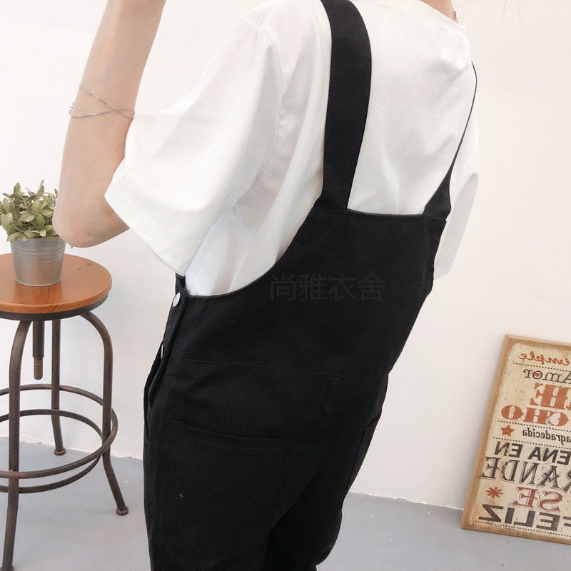 

2021Jumpsuits Women Kawaii Cartoon Loose Overall Slouchy Trousers Student Daily Chic Leisure Fashion Oversize All-match Cute Womens, Black;white