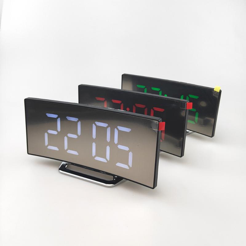 

Desk & Table Clocks Alarm Clock 7 Inch Curved Dimmable LED Sn Electronic Digital Desktop For Kids Bedroom Large Number