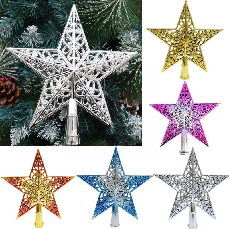 

Christmas Decorations 20CM Tree Top Star Hollowed-Out Glitter Topper Home E4W4