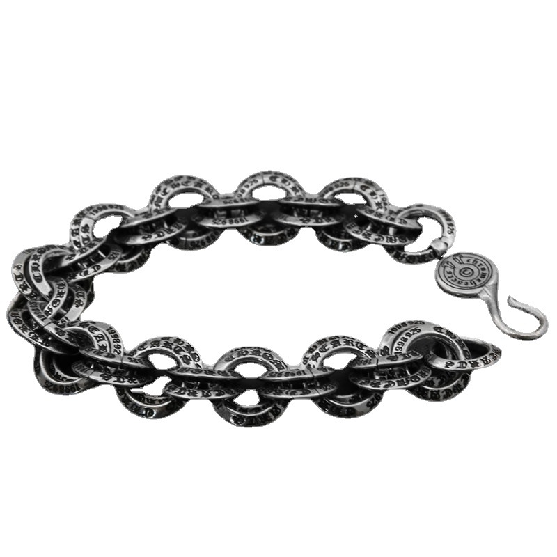 CH Crotalk Thai silver retro double circle bracelet fashion personality for men's and women's hand ornaments
