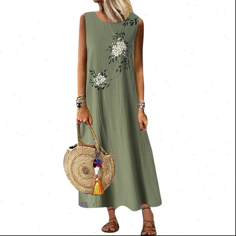 

women dresses vintage womens floral printed loose dress casual o neck sleeveless  5xl maxi long female beachwear vestidos, Black;gray