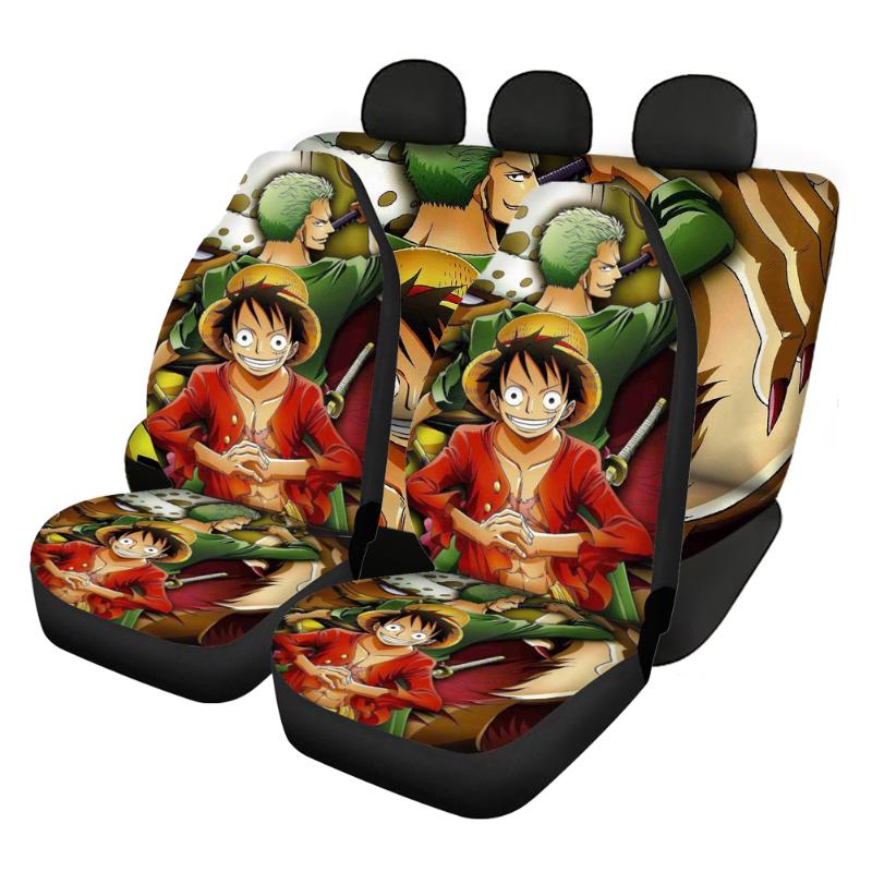 

Anime One Piece Luffy Printed 4pcs Car Seat Cover Interior Decor Fit Most Vehicle Cars SUV/Truck Protector Cushion Full Set Chair Covers