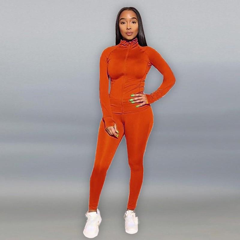 

Two Piece Dress 2Pcs Women Casual Sets Tracksuit Turtleneck Solid 8 Color Long Sleeve Top Pants Suit, Army green