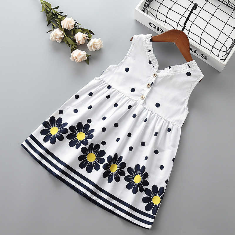 

2- year High quality girl dress summer casual flower dot kid children clothing party birthday princess 210615, Blue