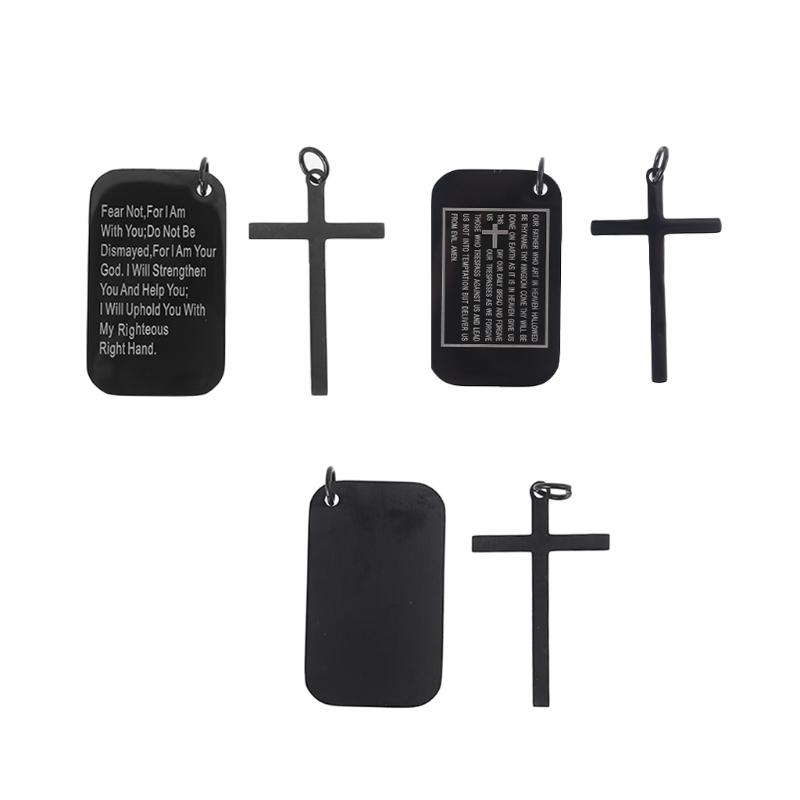

Pendant Necklaces Stainless Steel Dog Tag Cross Necklace Black Bible Prayer Jewelry For Teenagers Daughter Women Men