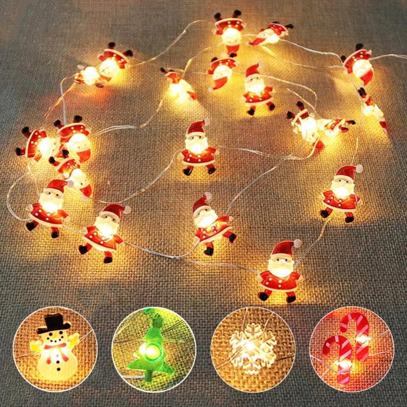 

Christmas Decorations 2M 20LED Santa Claus Snowflake Tree LED Light String Decoration For Home 2021 Ornament Xmas Gift Year