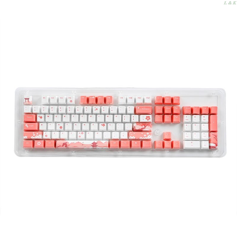 104 OEM PBT Keycaps Full Set Mechanical Keyboard Keycaps PBT Dye-Sublimation Cherry Blossom Keycaps-image-726148663