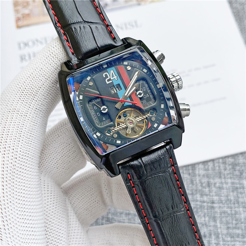 

High Quality Luxury Mens Watch Multifunction Tourbillon Leather Automatic Mechanical Watches 45mm, A1