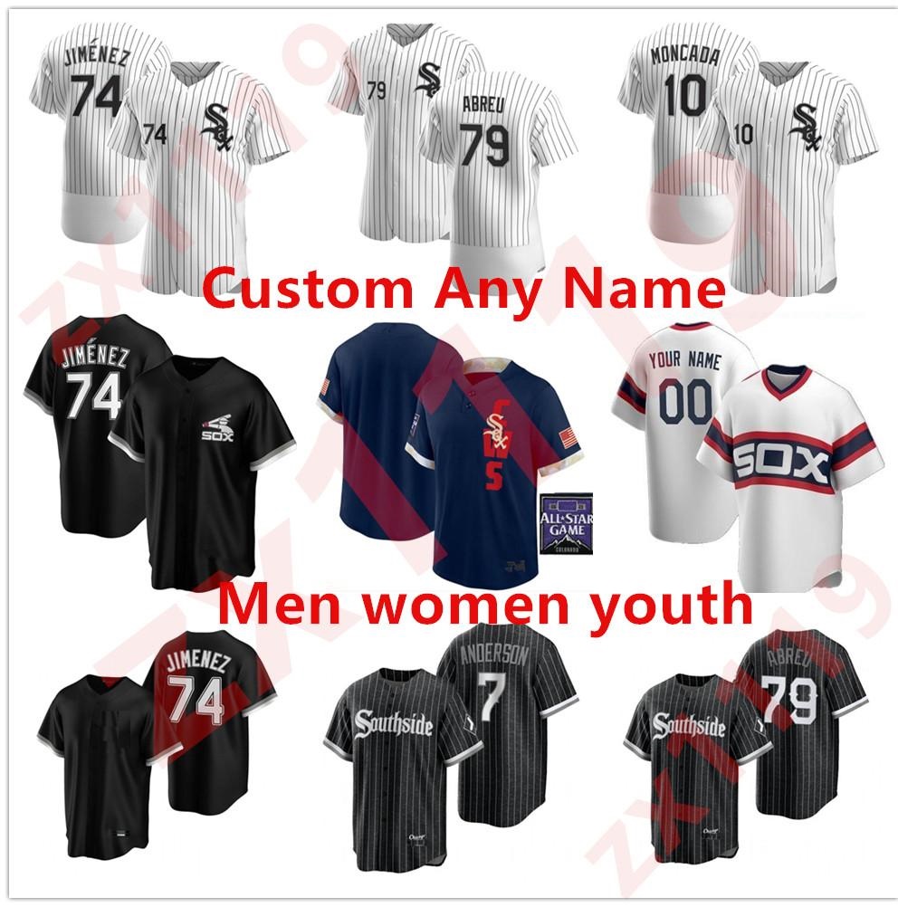 

White Chicago Sox 2021 All-Star Game Baseball Jersey City Connect Southside Tim Anderson Luis Robert Yoan Moncada Jose Abreu Leury Garcia Ye, Blue;black