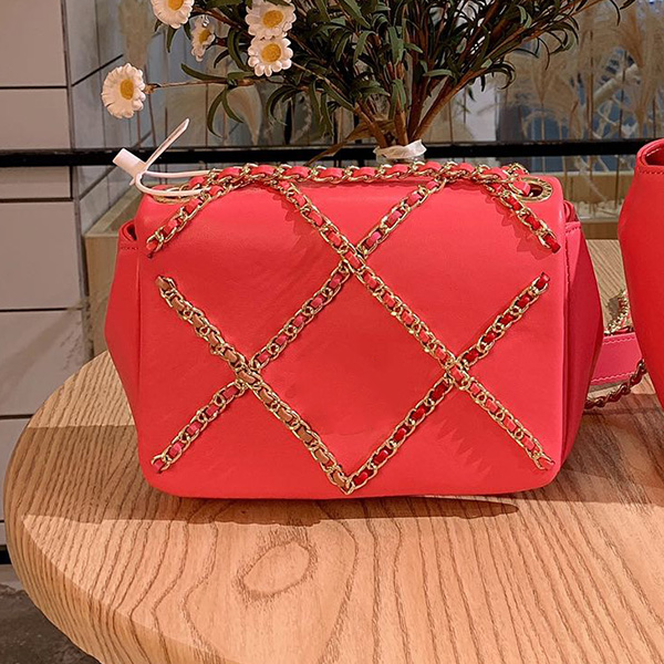 

21s Spring Summer Vintage Women's Shoulder Bags Genuine Leather C Diamond Lattice Crossbody Square Matelasse Rainbow Chain Double Flap