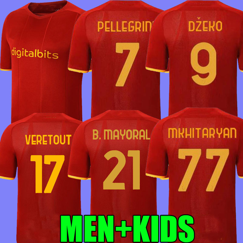 

home Soccer jersey ZANIOLO ROMA DZEKO PASTORE rome TOTTI KLUIVERT KOLAROV AS 21 22 football shirt 2021 2022 Men + Kids kit uniforms maillot, Romania home+patch