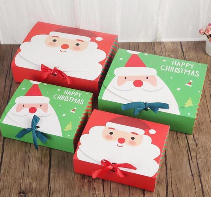 

Christmas Eve Big Gift Box Santa Claus Fairy Design Kraft Papercard Present Party Favor Activity Red Green Gifts Package Boxes DHL
