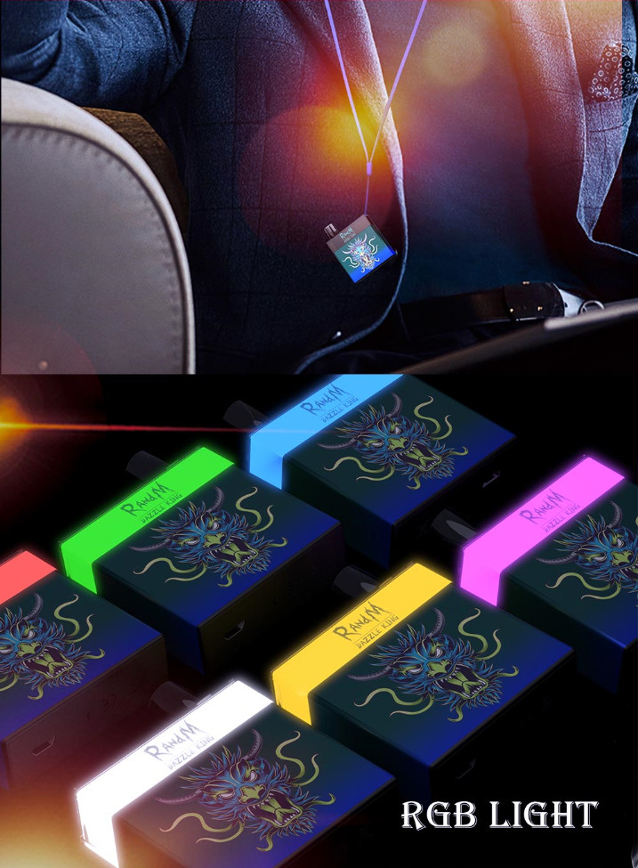

Wholesale RandM Dazzle King Disposable E Cigarette 3000Puffs R and M Vape Glow LGB Light with Rechargeable 12 Colors