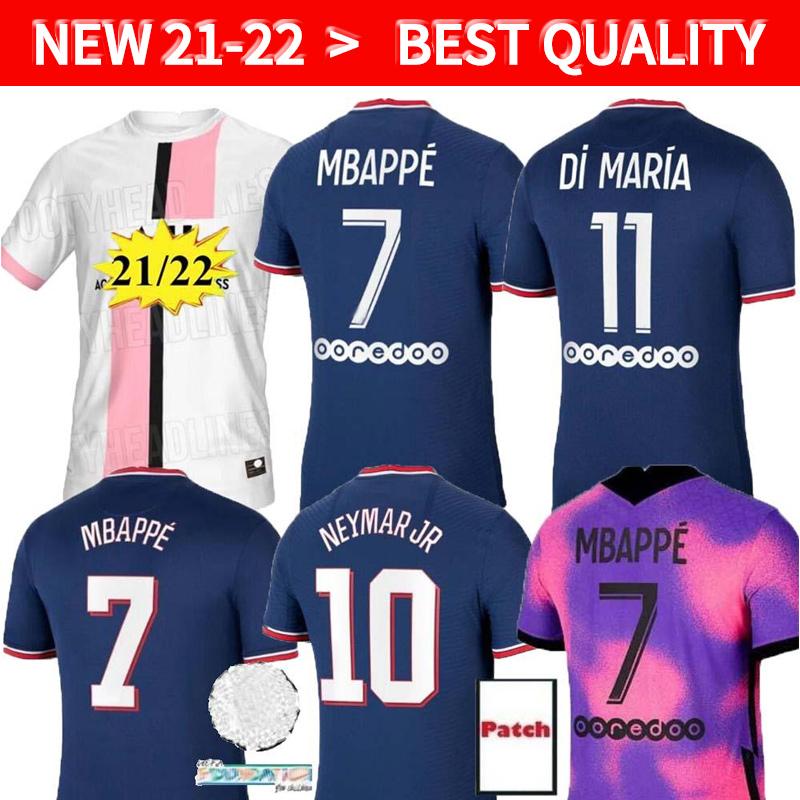 

Men's T-Shirts 2021 2022 Soccer Jersey 21 22 Paris Team MBAPPE KEAN SERGIO RAMOS NEYMAR JR Maillots De Shirts Men+kids Kit Set, White;black