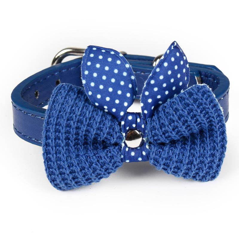 

Dog Collars & Leashes Pet Bowknot Collar PU Leather Choker Necklace Puppy Cat Adjustable Neck Lace
