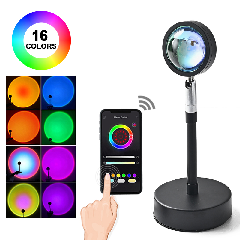 

Sunset Lamp RGB 16 Colors APP Remote Control Atmosphere Projection Led Night Light For Home Bedroom Shop Background Decoration