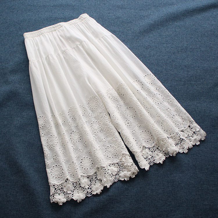 

Lamtrip Fairy Hollow Out Lace Lolita Loose Wide Leg Pants Spring 210413, Brown