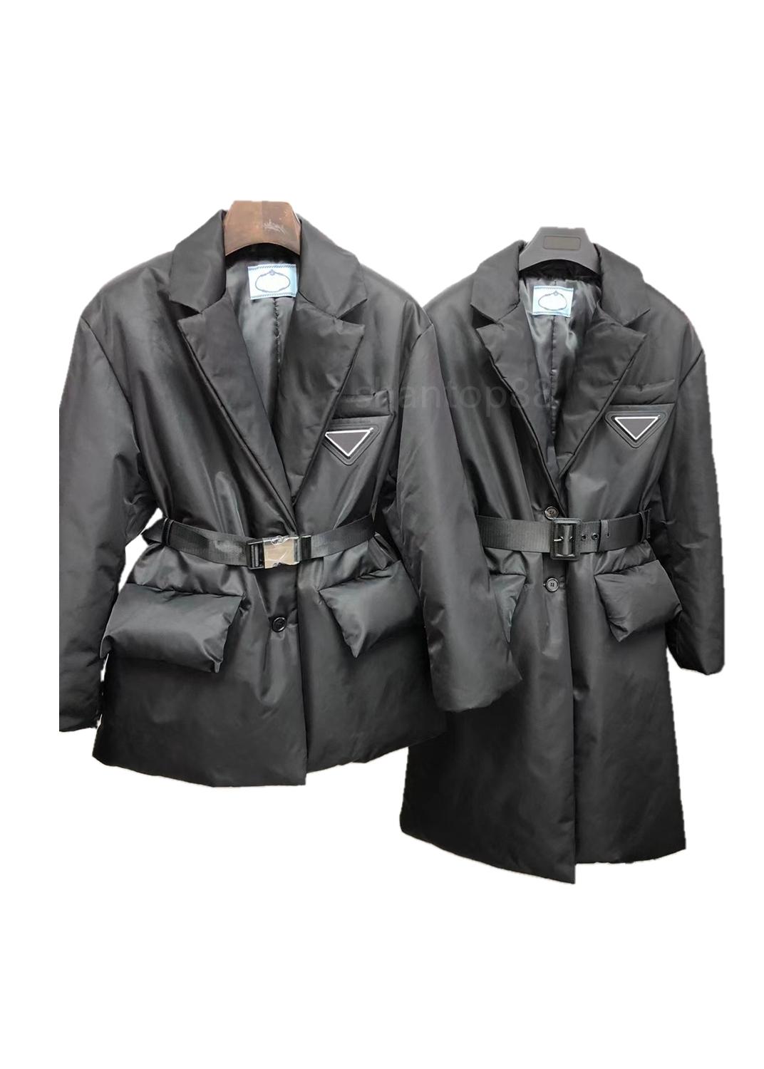 

Designer Prad Long and mid-length Down Parkas Parkaswinter Dn suit wind lapel big pocket down jacket budget belt Et thick warmth SML, Bag