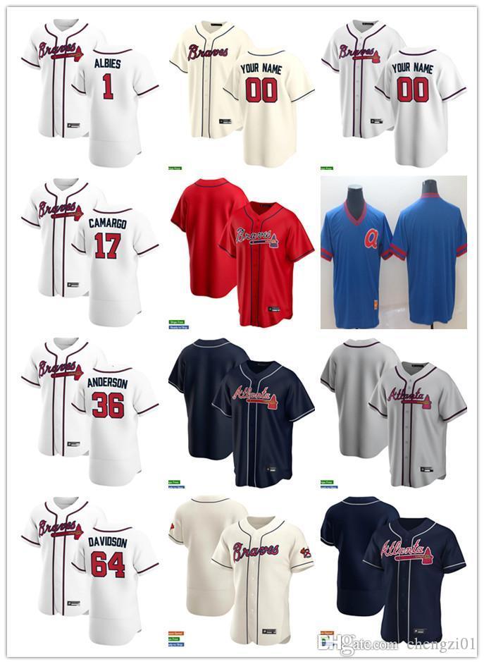 

Men Women Youth Atlanta Braves 1 Ozzie Albies 36 Ian Anderson 17 Johan Camargo 64 Tucker Davidson Custom Baseball Jersey Blank r, Blue;black