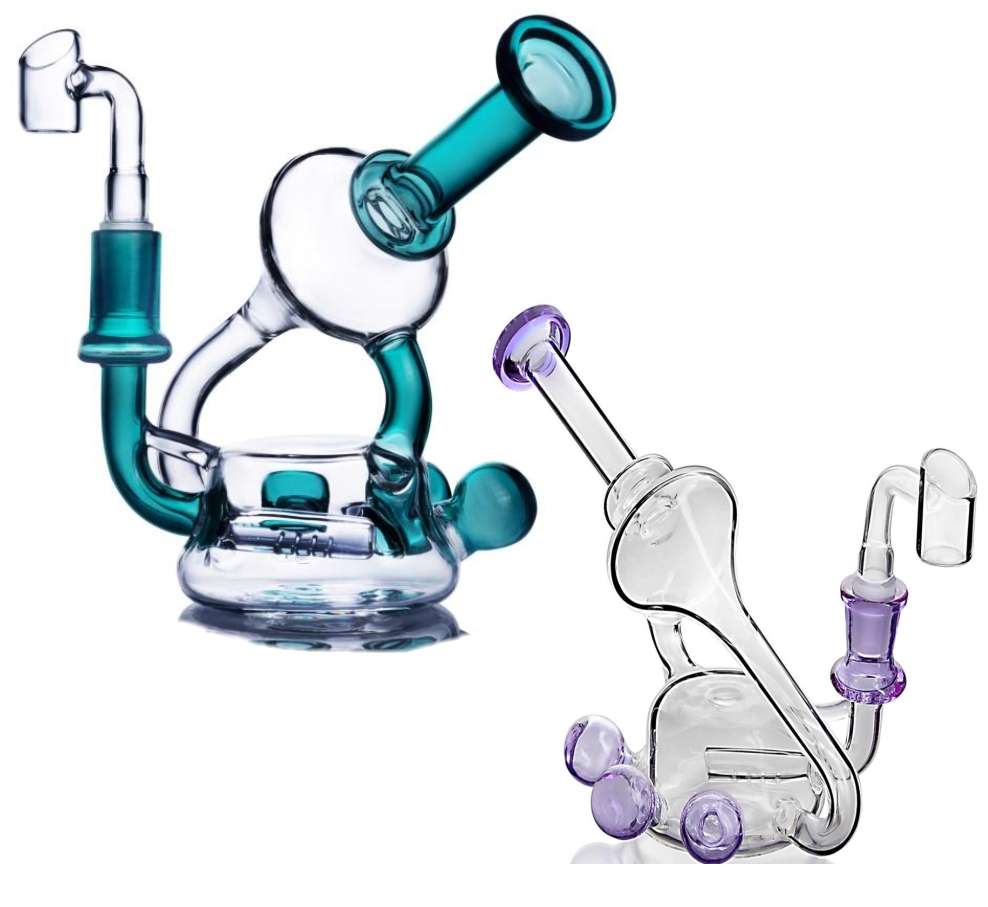 hookahs recycler dab rigs smoking water pipe chicha thick glass bongs oil shisha accessories with 14mm joint banger-image-384024394